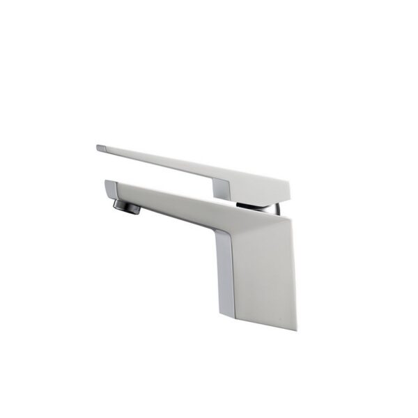 Kubebath AFB13WH Aqua Siza Single Lever Modern Bathroom Vanity Faucet in Matt White