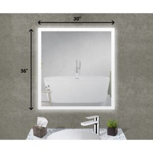 Castello USA ANGELINA3036 Angelina 30 x 36 Inch LED Bathroom Mirror with Touch Button Activation