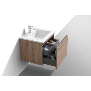 Kubebath BALLI24 Balli 24 Inch Modern Wall Mounted Single Sink Bathroom Vanity with Reinforced Acrylic Composite Top