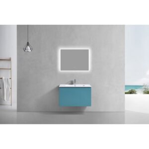 Kubebath BALLI32 Balli 31 7/8 Inch Modern Wall Mounted Single Sink Bathroom Vanity with Reinforced Acrylic Composite Top