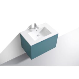 Kubebath BALLI32 Balli 31 7/8 Inch Modern Wall Mounted Single Sink Bathroom Vanity with Reinforced Acrylic Composite Top