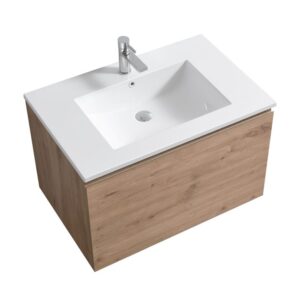 Kubebath BALLI32 Balli 31 7/8 Inch Modern Wall Mounted Single Sink Bathroom Vanity with Reinforced Acrylic Composite Top