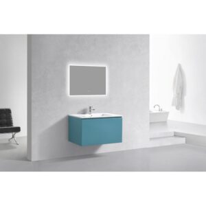 Kubebath BALLI36 Balli 35 7/8 Inch Modern Wall Mounted Single Sink Bathroom Vanity with Reinforced Acrylic Composite Top