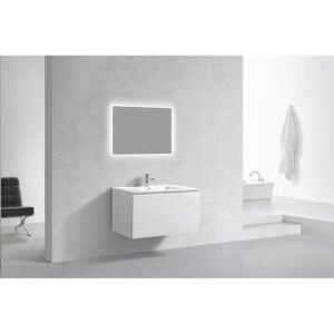 Kubebath BALLI36 Balli 35 7/8 Inch Modern Wall Mounted Single Sink Bathroom Vanity with Reinforced Acrylic Composite Top