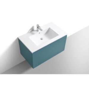 Kubebath BALLI36 Balli 35 7/8 Inch Modern Wall Mounted Single Sink Bathroom Vanity with Reinforced Acrylic Composite Top