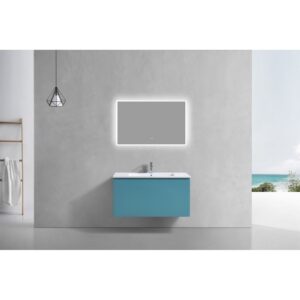 Kubebath BALLI40 Balli 39 3/4 Inch Modern Wall Mounted Single Sink Bathroom Vanity with Reinforced Acrylic Composite Top