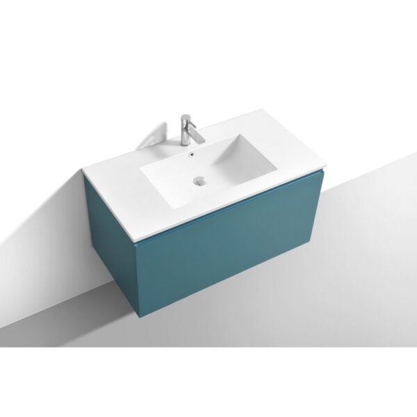 Kubebath BALLI40 Balli 39 3/4 Inch Modern Wall Mounted Single Sink Bathroom Vanity with Reinforced Acrylic Composite Top