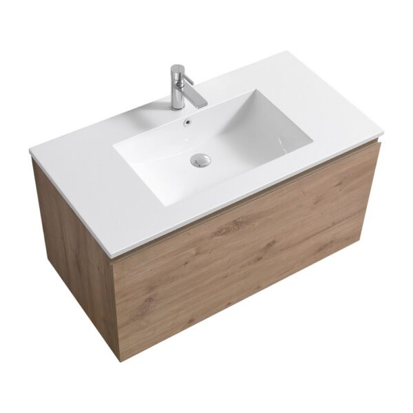 Kubebath BALLI40 Balli 39 3/4 Inch Modern Wall Mounted Single Sink Bathroom Vanity with Reinforced Acrylic Composite Top