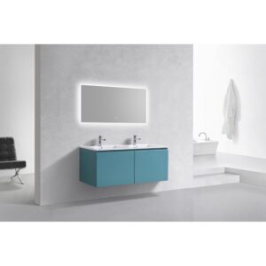 Kubebath BALLI48 Balli 47 5/8 Inch Modern Wall Mounted Bathroom Vanity with Reinforced Acrylic Composite Top Double