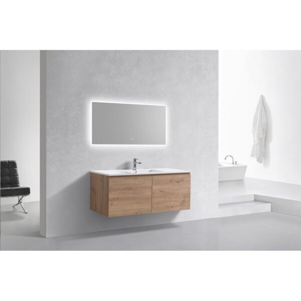 Kubebath BALLI48 Balli 47 5/8 Inch Modern Wall Mounted Bathroom Vanity with Reinforced Acrylic Composite Top Double