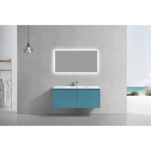 Kubebath BALLI48 Balli 47 5/8 Inch Modern Wall Mounted Bathroom Vanity with Reinforced Acrylic Composite Top Double