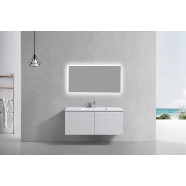 Kubebath BALLI48 Balli 47 5/8 Inch Modern Wall Mounted Bathroom Vanity with Reinforced Acrylic Composite Top Double