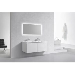 Kubebath BALLI48 Balli 47 5/8 Inch Modern Wall Mounted Bathroom Vanity with Reinforced Acrylic Composite Top Double