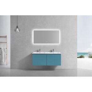 Kubebath BALLI48 Balli 47 5/8 Inch Modern Wall Mounted Bathroom Vanity with Reinforced Acrylic Composite Top Double