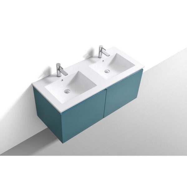 Kubebath BALLI48 Balli 47 5/8 Inch Modern Wall Mounted Bathroom Vanity with Reinforced Acrylic Composite Top Double