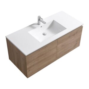 Kubebath BALLI48 Balli 47 5/8 Inch Modern Wall Mounted Bathroom Vanity with Reinforced Acrylic Composite Top Double