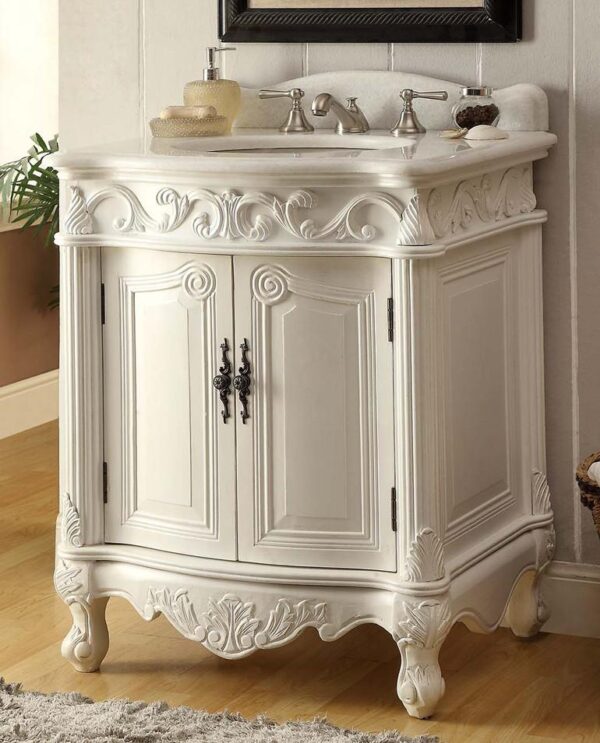 Chans Furniture BC-2917W-AW-27 27 Inch Hayman Victorian Bathroom Vanity in White