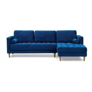 GFURN Bente Tufted Velvet Sectional Sofa - Blue