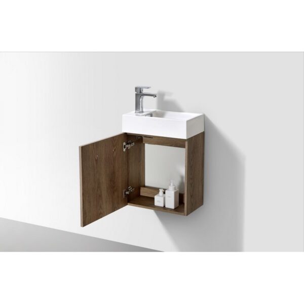 Kubebath BSL18 Bliss 18 1/4 Inch Wall Mount Single Sink Bath Vanity