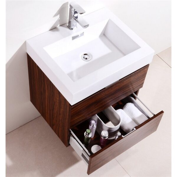 Kubebath BSL24 Bliss 23 5/8 Inch Wall Mount Single Sink Bath Vanity