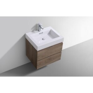 Kubebath BSL24 Bliss 23 5/8 Inch Wall Mount Single Sink Bath Vanity