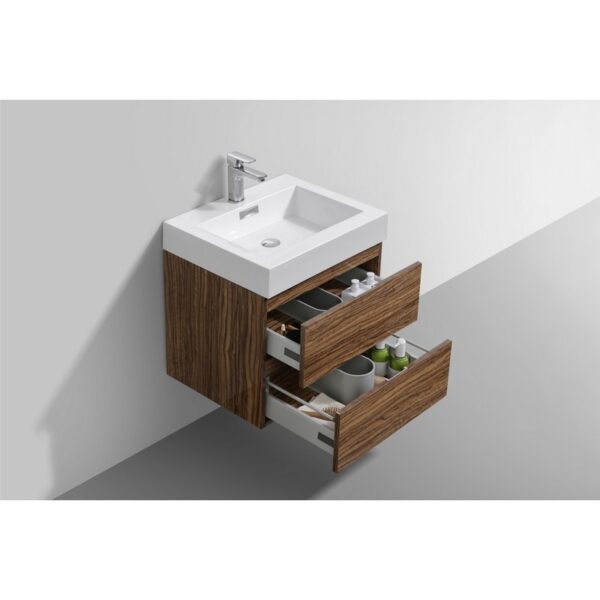 Kubebath BSL24 Bliss 23 5/8 Inch Wall Mount Single Sink Bath Vanity