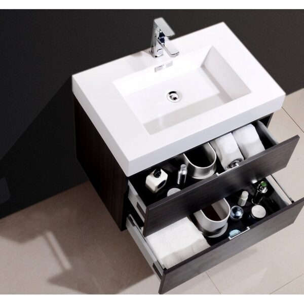 Kubebath BSL30 Bliss 29 1/2 Inch Wall Mount Single Sink Bath Vanity