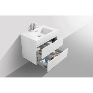 Kubebath BSL30 Bliss 29 1/2 Inch Wall Mount Single Sink Bath Vanity