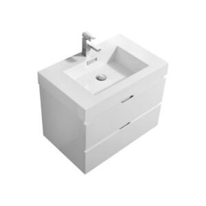 Kubebath BSL30 Bliss 29 1/2 Inch Wall Mount Single Sink Bath Vanity