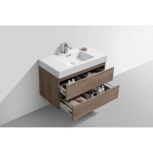 Kubebath BSL36 Bliss 35 1/2 Inch Wall Mount Single Sink Bath Vanity