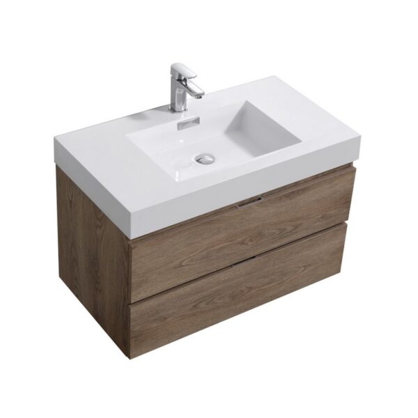 Kubebath BSL36 Bliss 35 1/2 Inch Wall Mount Single Sink Bath Vanity