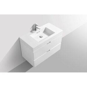 Kubebath BSL36 Bliss 35 1/2 Inch Wall Mount Single Sink Bath Vanity