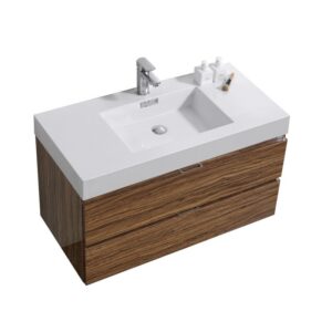 Kubebath BSL40 Bliss 39 1/2 Inch Wall Mount Single Sink Bath Vanity