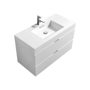 Kubebath BSL40 Bliss 39 1/2 Inch Wall Mount Single Sink Bath Vanity