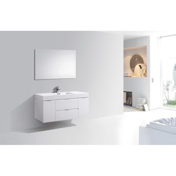 Kubebath BSL48 Bliss 47 1/4 Inch Wall Mount Single Sink Bath Vanity