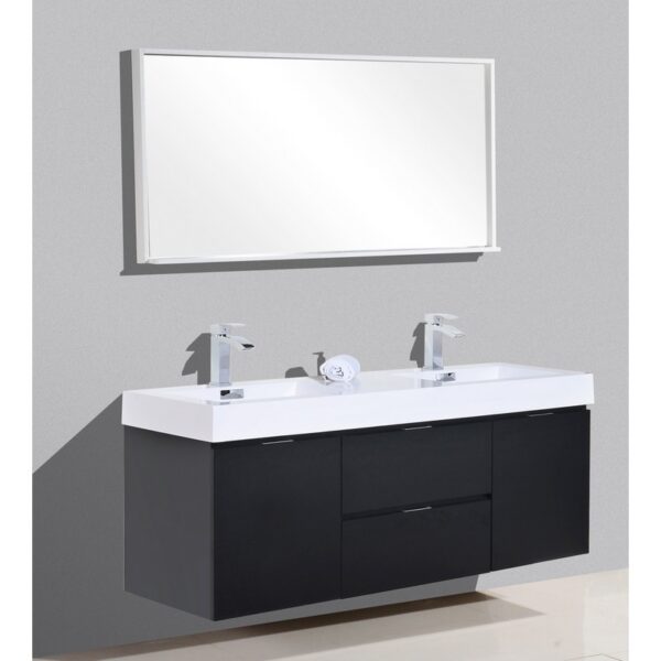 Kubebath BSL60D Bliss 59 Inch Wall Mount Double Sink Bath Vanity