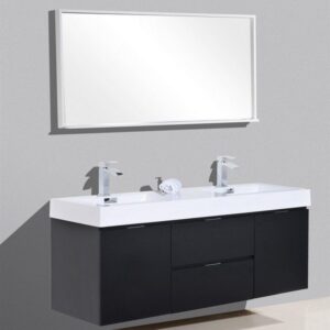 Kubebath BSL60D Bliss 59 Inch Wall Mount Double Sink Bath Vanity