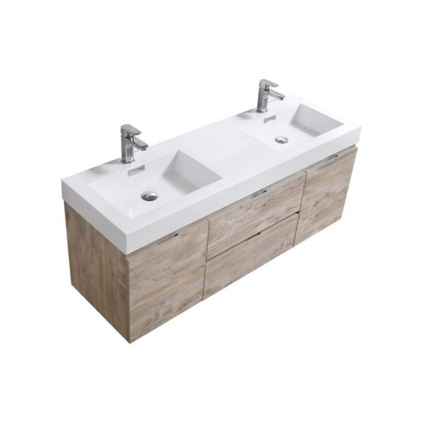 Kubebath BSL60D Bliss 59 Inch Wall Mount Double Sink Bath Vanity