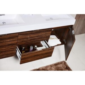 Kubebath BSL60D Bliss 59 Inch Wall Mount Double Sink Bath Vanity