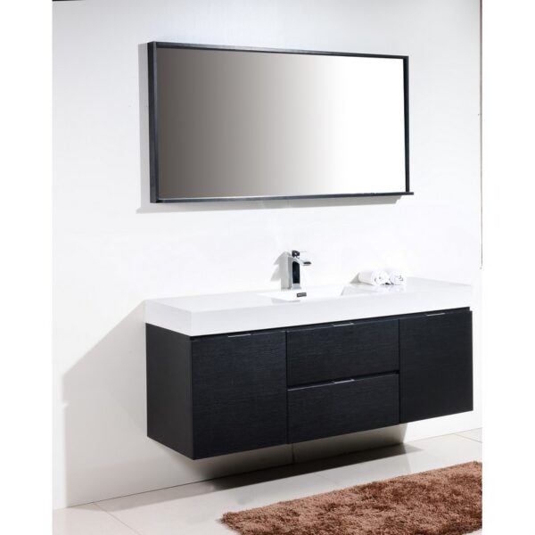 Kubebath BSL60S Bliss 59 Inch Wall Mount Single Sink Bath Vanity