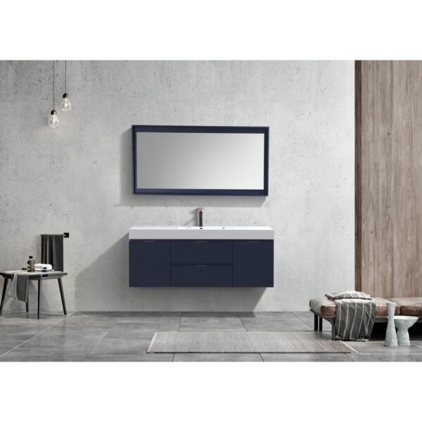 Kubebath BSL60S Bliss 59 Inch Wall Mount Single Sink Bath Vanity