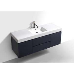 Kubebath BSL60S Bliss 59 Inch Wall Mount Single Sink Bath Vanity