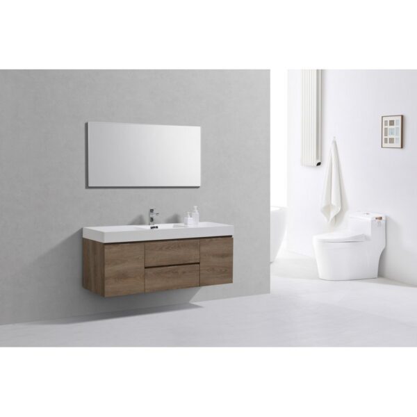 Kubebath BSL60S Bliss 59 Inch Wall Mount Single Sink Bath Vanity