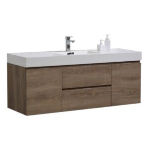 Kubebath BSL60S Bliss 59 Inch Wall Mount Single Sink Bath Vanity