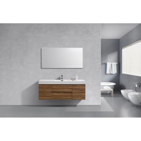 Kubebath BSL60S Bliss 59 Inch Wall Mount Single Sink Bath Vanity