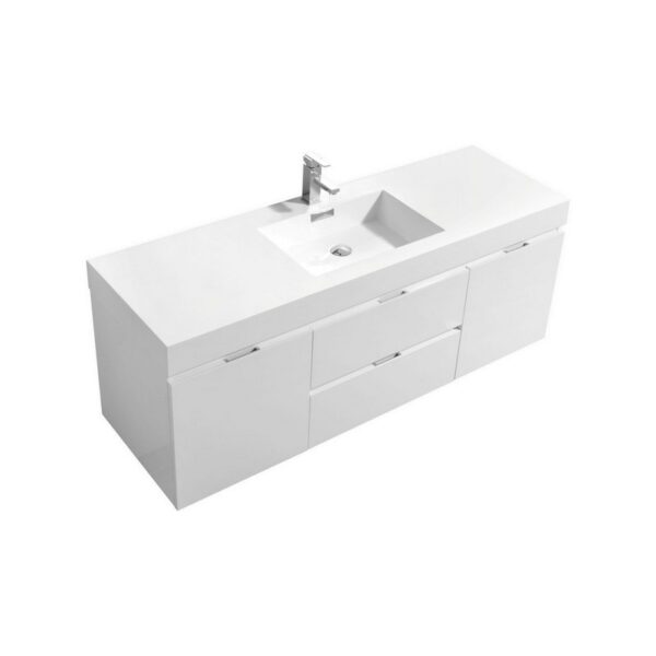 Kubebath BSL60S Bliss 59 Inch Wall Mount Single Sink Bath Vanity