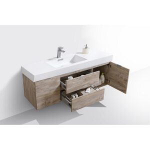 Kubebath BSL60S Bliss 59 Inch Wall Mount Single Sink Bath Vanity