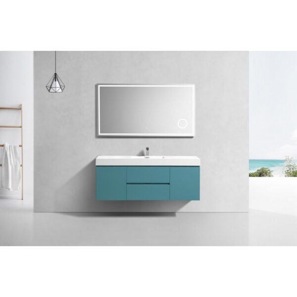 Kubebath BSL60S Bliss 59 Inch Wall Mount Single Sink Bath Vanity