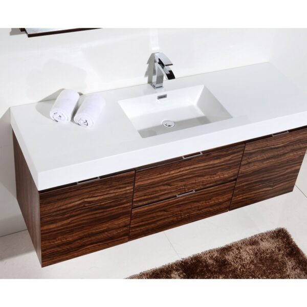 Kubebath BSL60S Bliss 59 Inch Wall Mount Single Sink Bath Vanity