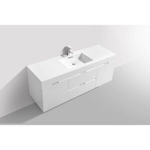 Kubebath BSL60S Bliss 59 Inch Wall Mount Single Sink Bath Vanity